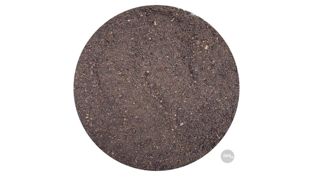 Close-up view of Top Soil Blend, showing fine-textured screened organic compost and dirt.